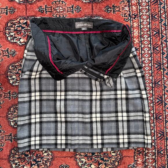 Eddie Bauer 6 Blue/Gray Plaid Wool Blend Fully Lined Short Skirt IMMACULATE - Picture 4 of 7